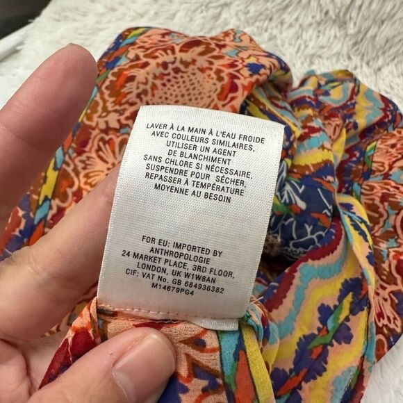 ANTHROPOLOGIE Meadow Rue Batai Prairie Blossom Peasant Tassel Blouse sz‎ L - Picture 8 of 9